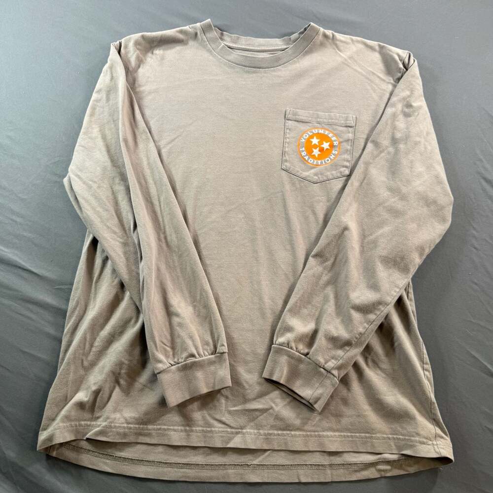 Volunteer Traditions Tennessee Tristar Long Sleeve Pocket Shirt Gray Men L